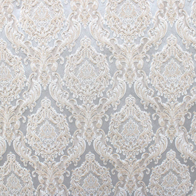 Varley fabric in color Silver showcasing fabric damask jacquard upholstery fabric & drapery & curtain fabric.