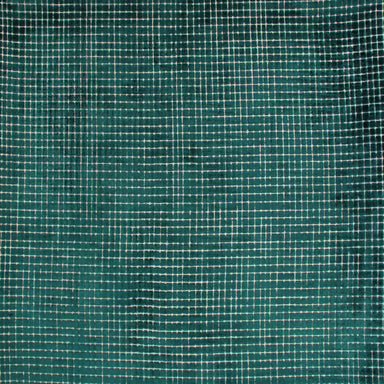 Vika fabric in color Peacock showcasing fabric geometric small square velvet upholstery fabric & drapery & curtain fabric.