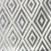 Waverly fabric in color Silver showcasing fabric zigzag diamond shaped velvet upholstery fabric.