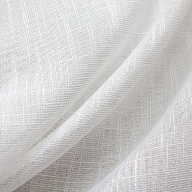 Zeil fabric in color White showcasing fabric solid metallic thread sheer drapery & curtain fabric.