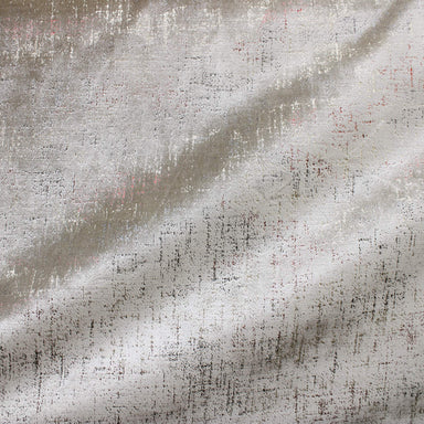 Zyrene fabric in color Ivory showcasing fabric metallic velvet upholstery fabric & drapery & curtain fabric.