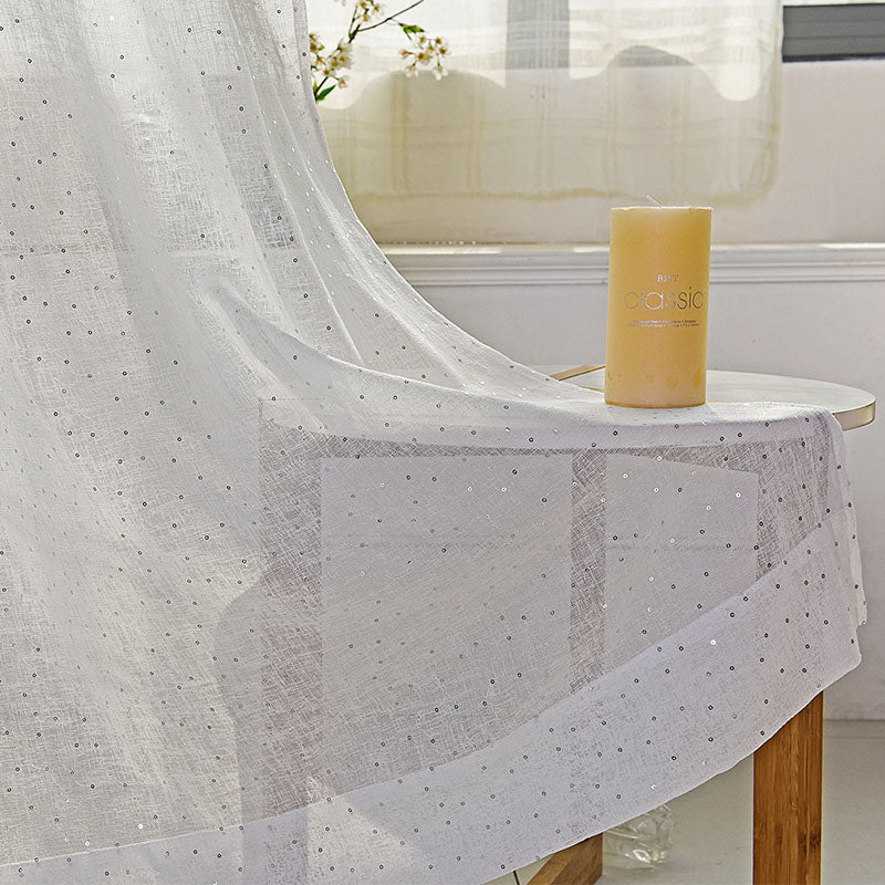 Polak Fabric | Sheer Sequins with Dots Fabric | Drapery & Curtain Fabric