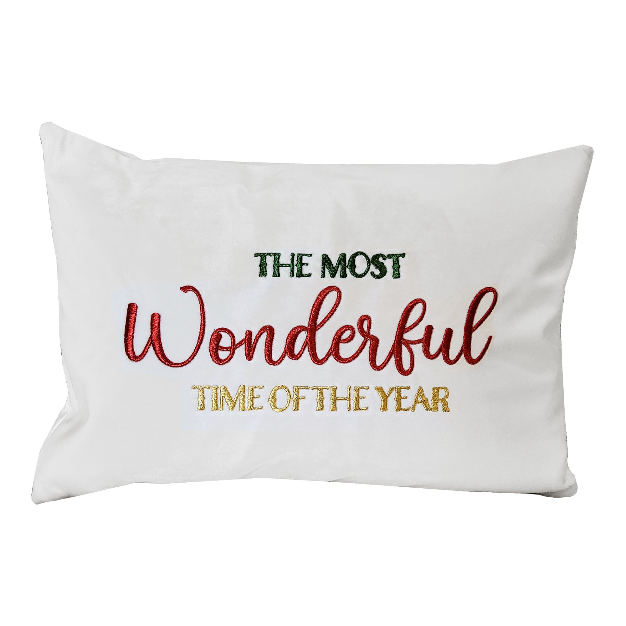 "The Most Wonderful Time of the Year" Embroidery Decorative Throw Pillows | Size 14X20 | LIMITED QUANTITY LEFT